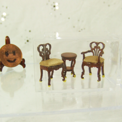 Q1075-77 New Walnut Seating set for 1/4" scale dollhouse